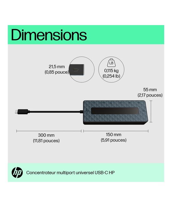 HP Concentrateur multiport USB-C universel HP 50H98AA#ABB