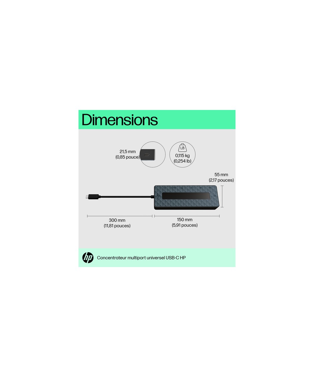 HP Concentrateur multiport USB-C universel HP 50H98AA#ABB