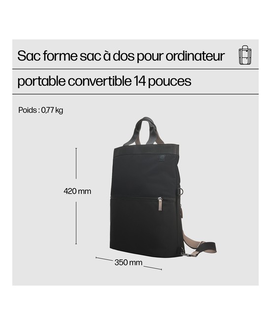 HP Sac forme sac à dos pour ordinateur portable convertible HP 14 pouces 9C2H1AA