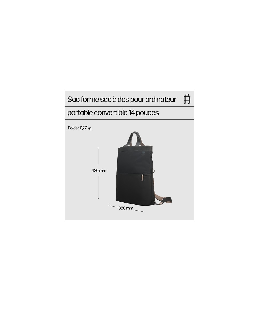 HP Sac forme sac à dos pour ordinateur portable convertible HP 14 pouces 9C2H1AA