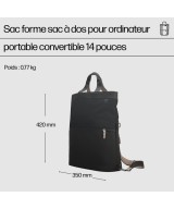 HP Sac forme sac à dos pour ordinateur portable convertible HP 14 pouces 9C2H1AA