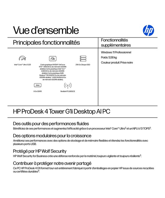 HP ProDesk 4 Tower G1i Desktop AI PC 9H7L0ET#ABF