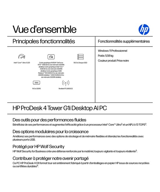 HP ProDesk 4 Tower G1i Desktop AI PC 9H7K9ET#ABF