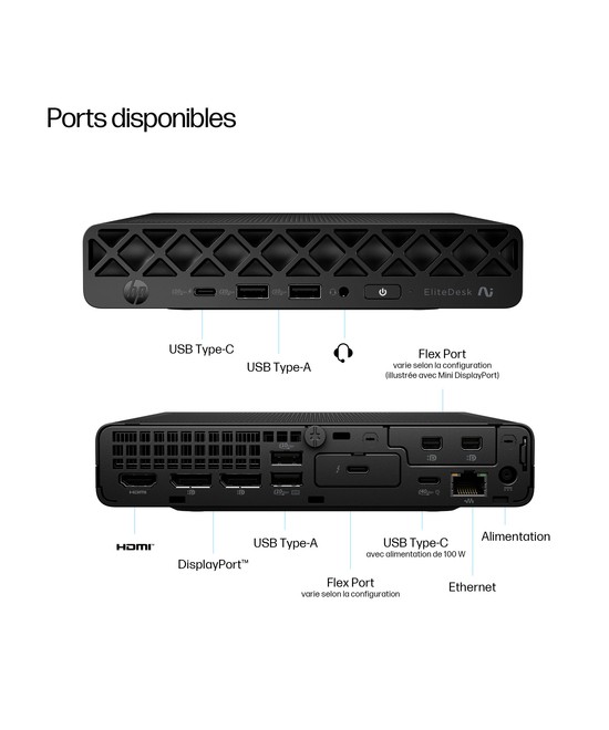 HP PC de bureau mini Ryzen AI 7 350 / jusqu'à 5 GHz RAM 24 Go D4DQ9ET#ABF
