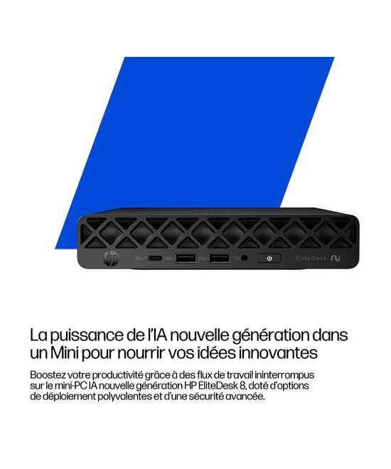 HP PC de bureau mini Ryzen AI 7 350 / jusqu'à 5 GHz RAM 24 Go D4DQ9ET#ABF