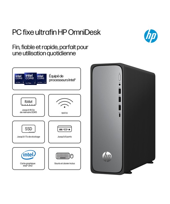 HP PC de bureau Ordinateur de bureau mince 300 / jusqu'à RAM 8 Go D91R8EA#ABF