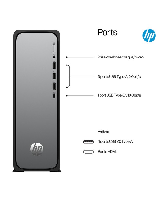 HP PC de bureau Ordinateur de bureau mince 300 / jusqu'à RAM 8 Go D91R8EA#ABF