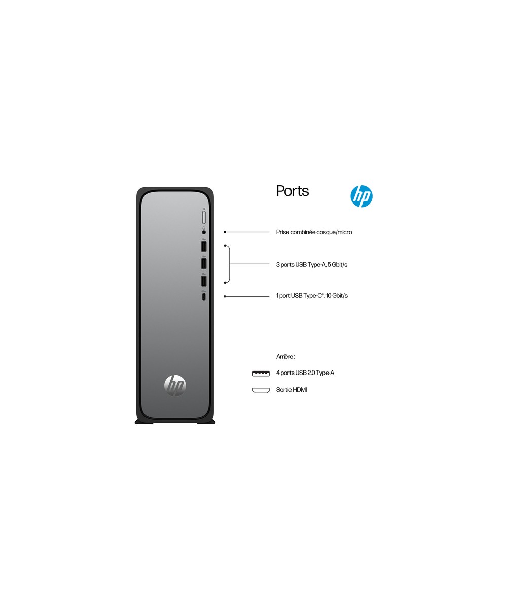 HP PC de bureau Ordinateur de bureau mince 300 / jusqu'à RAM 8 Go D91R8EA#ABF