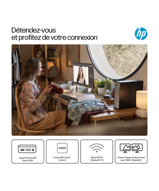 HP PC de bureau Ordinateur de bureau mince 300 / jusqu'à RAM 8 Go D91R8EA#ABF