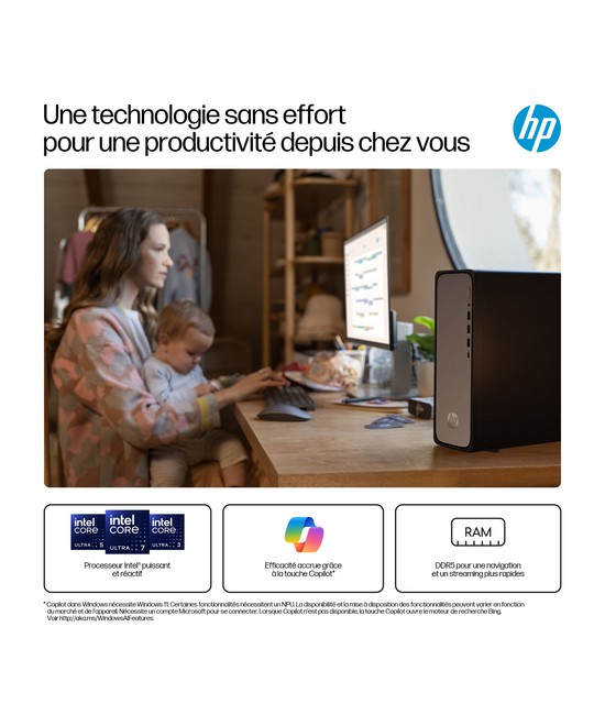 HP PC de bureau Ordinateur de bureau mince 300 / jusqu'à RAM 8 Go D91R8EA#ABF