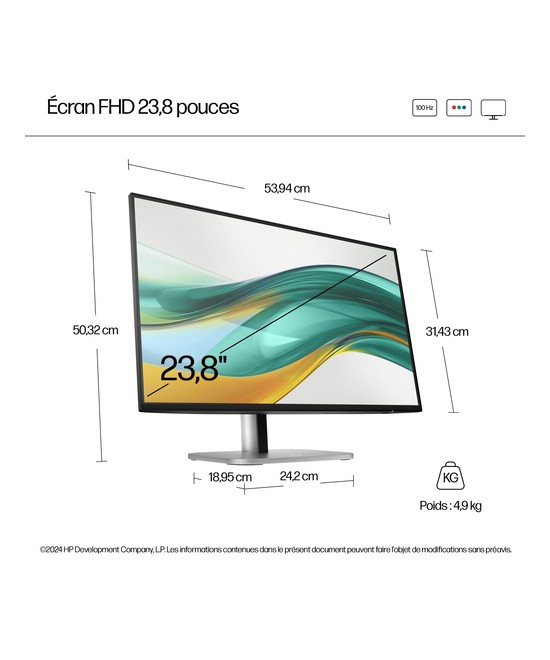HP Écran FHD 23,8 pouces HP Series 5 Pro - 524pf 9D9L6UT#ABB