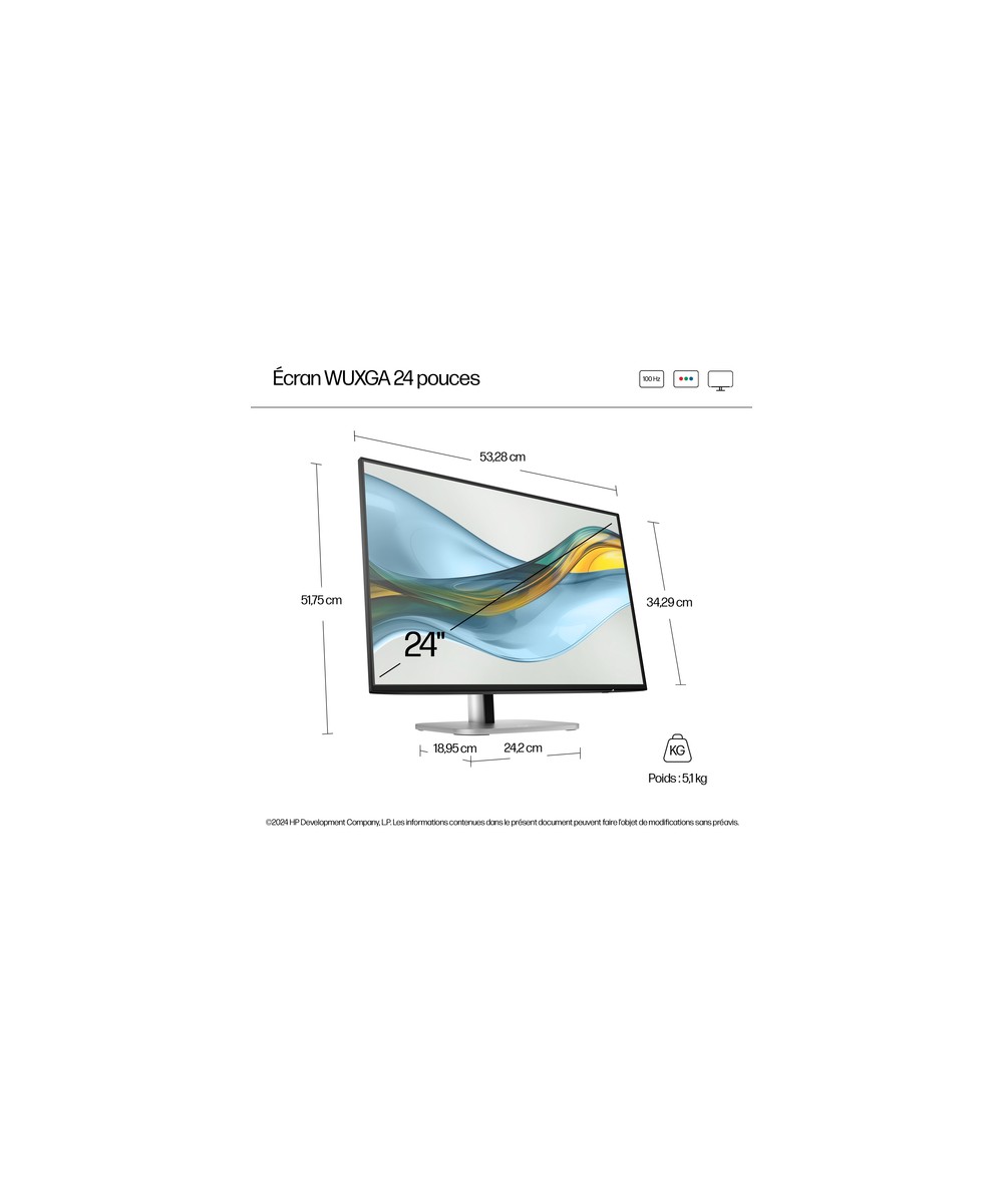 HP Écran WUXGA 24 pouces HP Series 5 Pro - 524pn 9D9A7AA#ABB