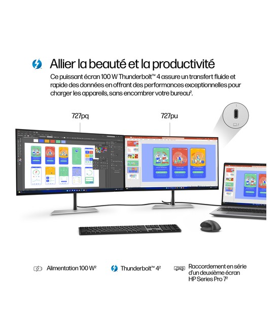HP Écran QHD Thunderbolt 4 HP Series 7 Pro 27 pouces - 727pu 8J9E6UT#ABB