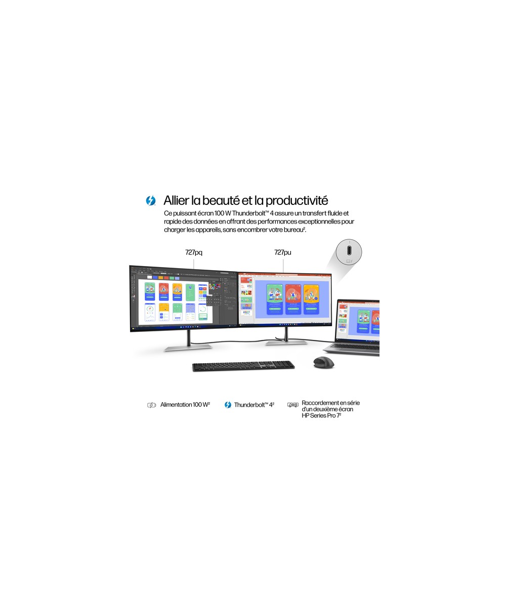 HP Écran QHD Thunderbolt 4 HP Series 7 Pro 27 pouces - 727pu 8J9E6UT#ABB