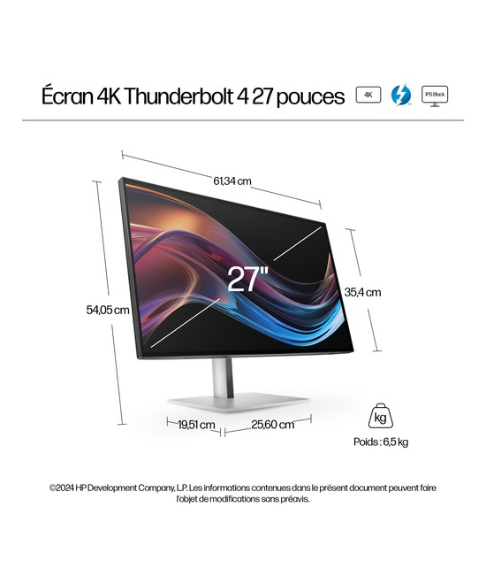 HP Écran 4K Thunderbolt 4 HP Series 7 Pro 27 pouces - 727pk 8J9G2AA#ABB