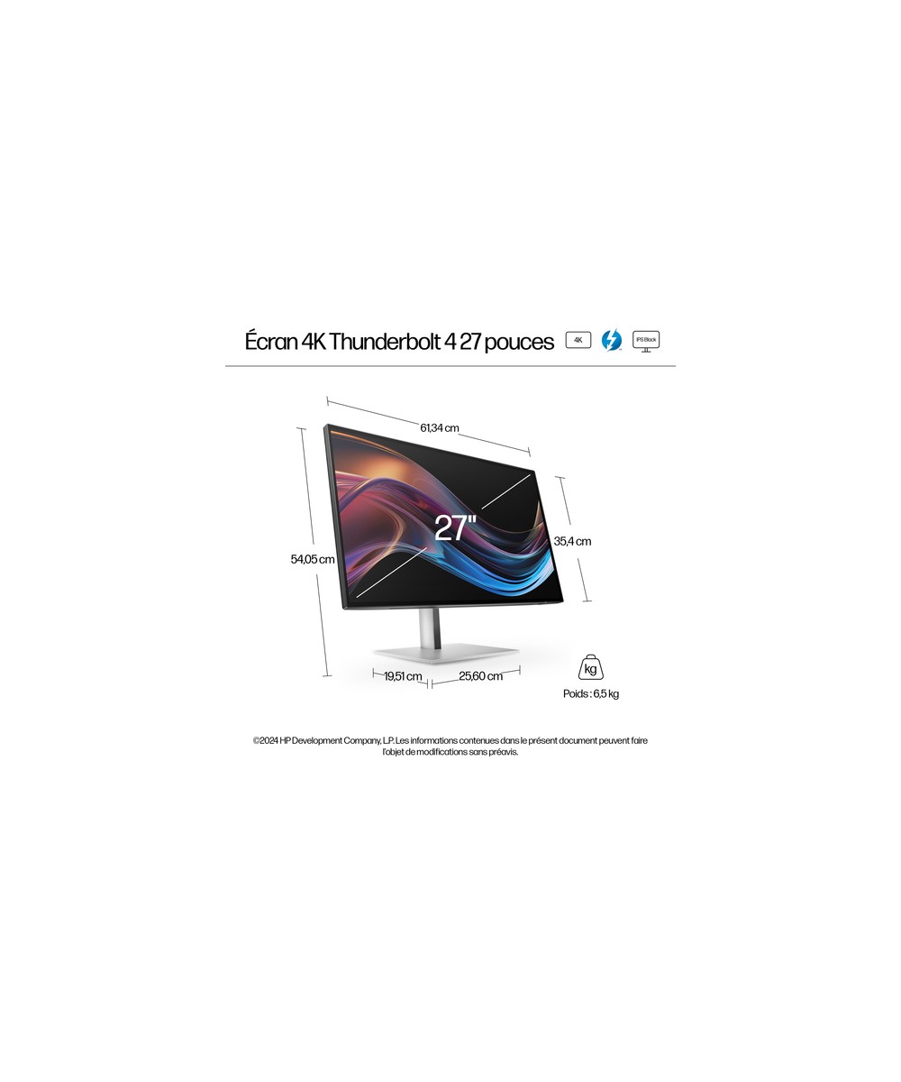 HP Écran 4K Thunderbolt 4 HP Series 7 Pro 27 pouces - 727pk 8J9G2AA#ABB