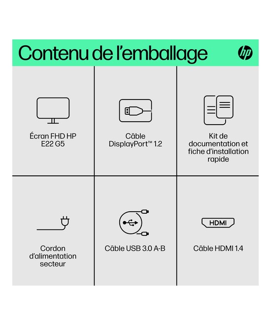 HP E-Series Écran FHD E22 G5 HP 6N4E8AA#ABB
