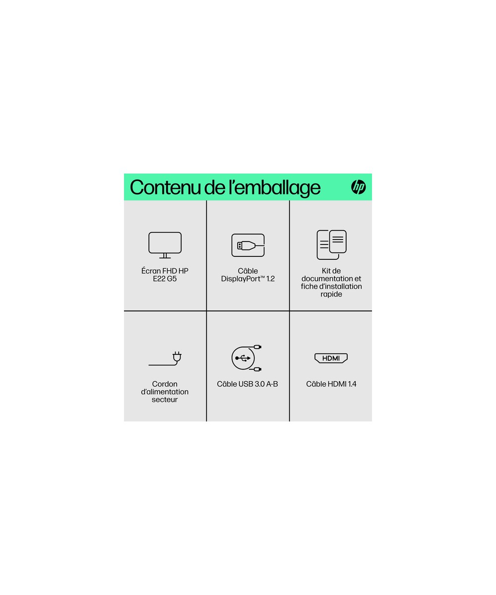 HP E-Series Écran FHD E22 G5 HP 6N4E8AA#ABB