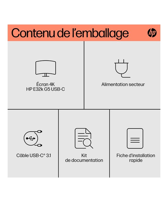 HP Écran USB-C 4K HP E32k G5 6N4D6AA#ABB