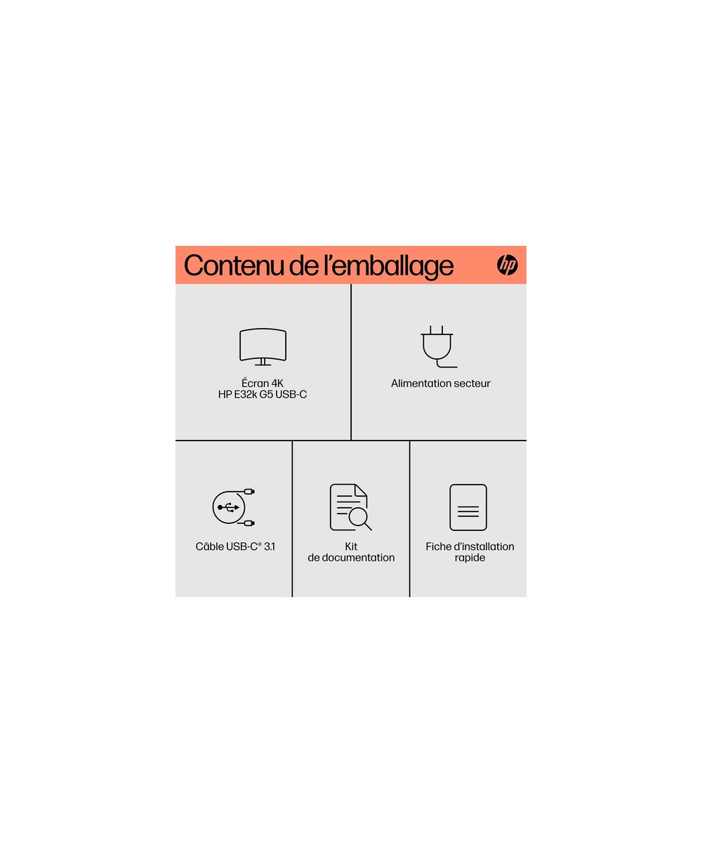 HP Écran USB-C 4K HP E32k G5 6N4D6AA#ABB