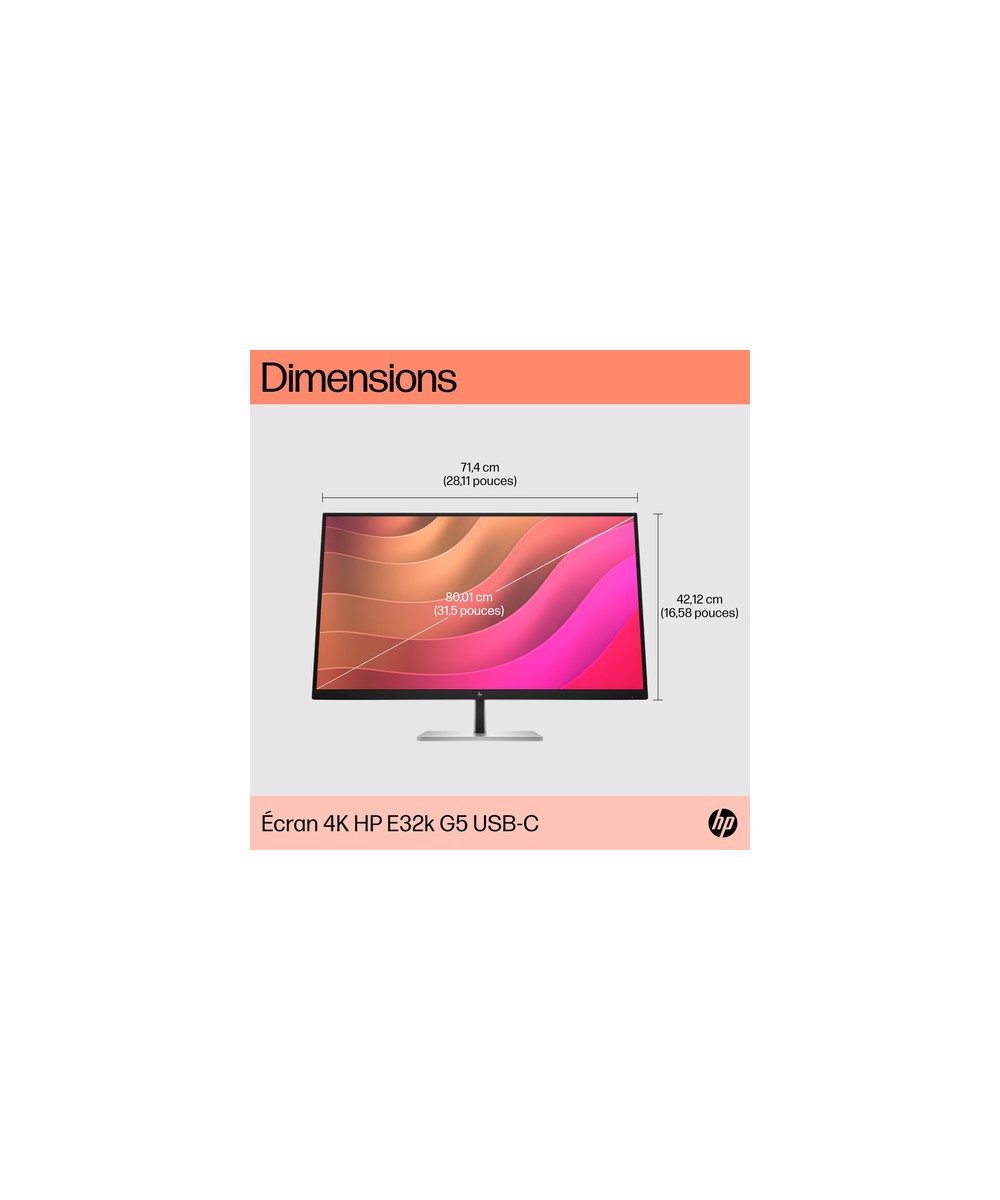 HP Écran USB-C 4K HP E32k G5 6N4D6AA#ABB
