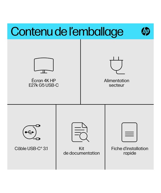 HP E-Series Écran USB-C 4K HP E27k G5 6N4C4AA#ABB