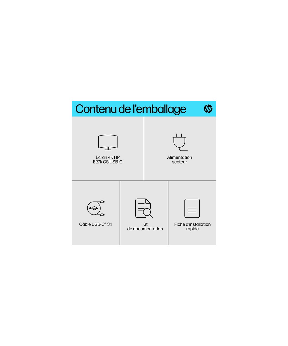 HP E-Series Écran USB-C 4K HP E27k G5 6N4C4AA#ABB