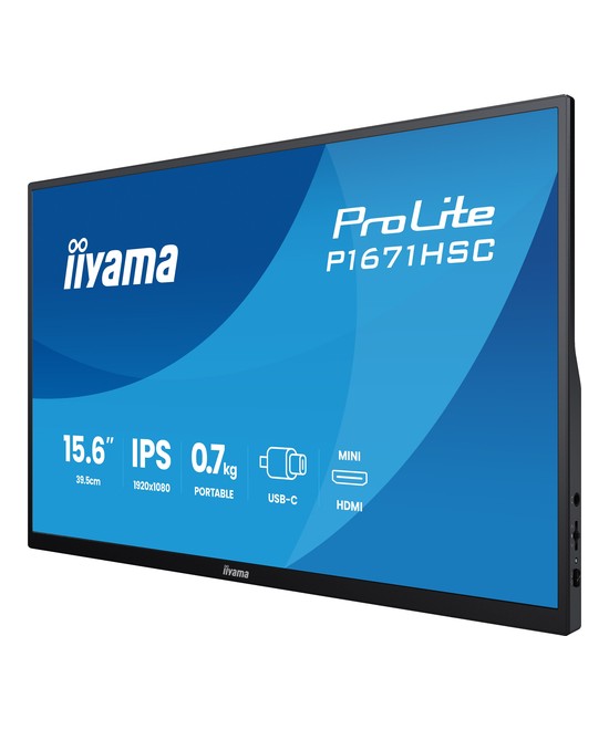 Écran LED - 15.6" - cadre ouvert - 1920 x 1080 Full HD (1080p) @ 60 Hz - IPS - 250 cd/m² - 1000:1 - 3 ms - Mini HDMI, USB-C - no