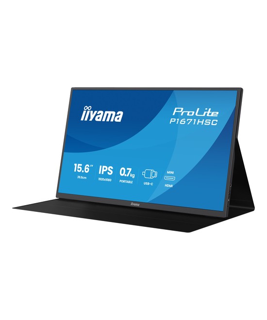 Écran LED - 15.6" - cadre ouvert - 1920 x 1080 Full HD (1080p) @ 60 Hz - IPS - 250 cd/m² - 1000:1 - 3 ms - Mini HDMI, USB-C - no