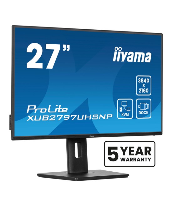 Écran LED - 27" - 3840 x 2160 4K @ 60 Hz - IPS - 350 cd/m² - 1300:1 - 4 ms - HDMI, DisplayPort, USB-C - haut-parleurs - noir, ma