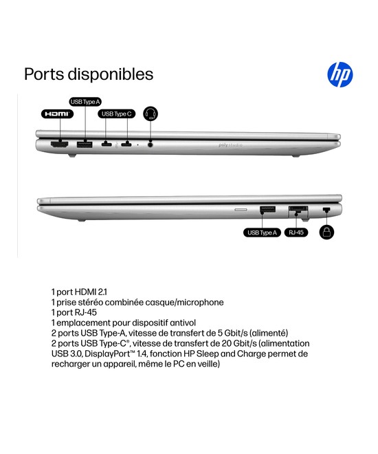 HP PC portable Intel Core 5 120U / jusqu'à 5 GHz DD7X4AT#ABF